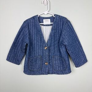 Zara Kids Toddler Denim Jean Quilted Cardigan Jacket